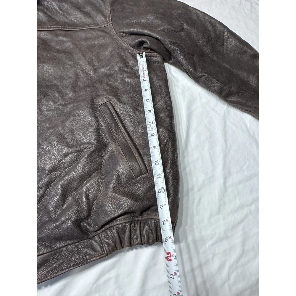 VTG 80s RARE St Johns Bay Brown Leather Jacket XL Flannel‎ Blanket Lined RN93677